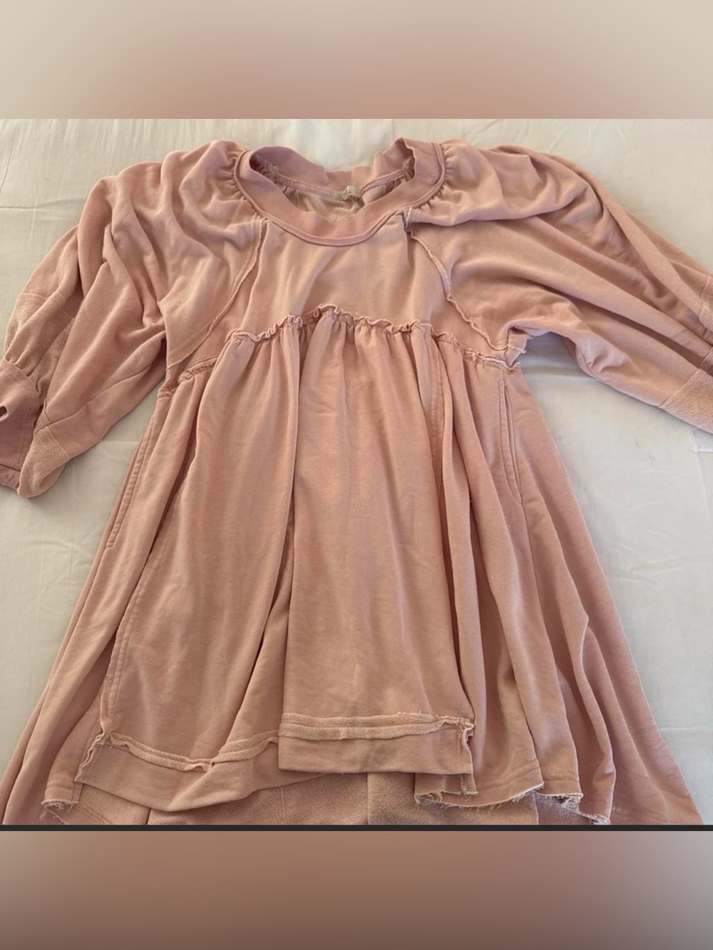 Chelsea & Violet Light Dusty Pink Ruffle Empire Knit Dress